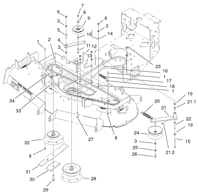 Spindles Idler Pulleys And Belts Assembly