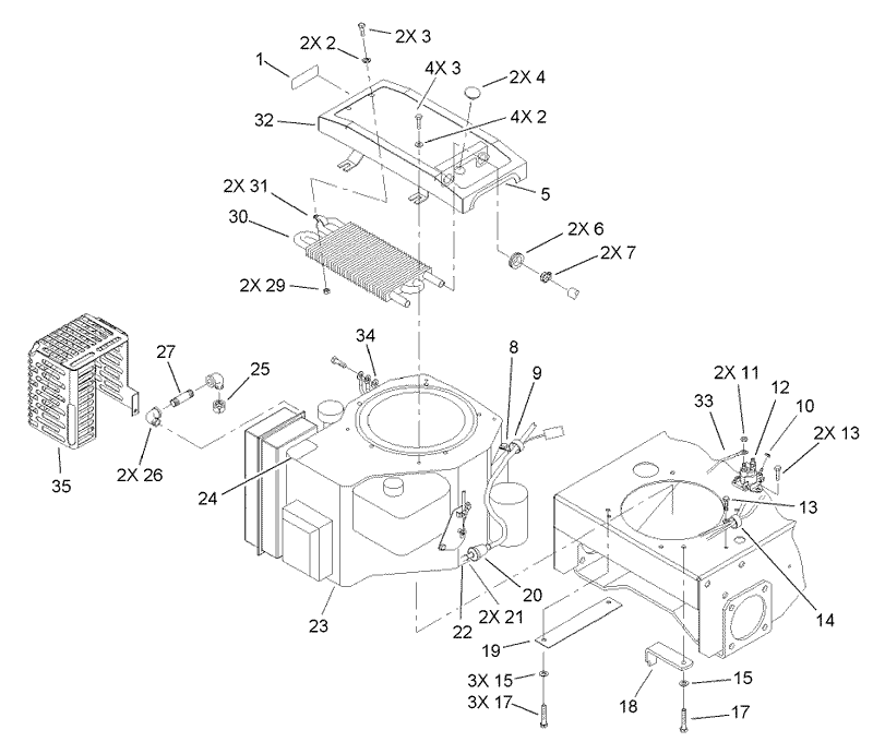 Engine and Oil Cooler Assembly
