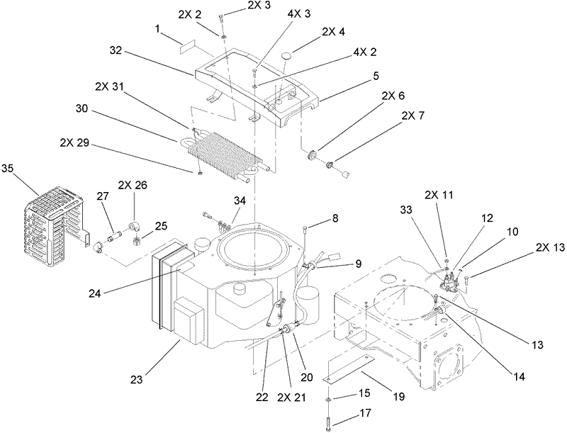 Engine and Oil Cooler Assembly