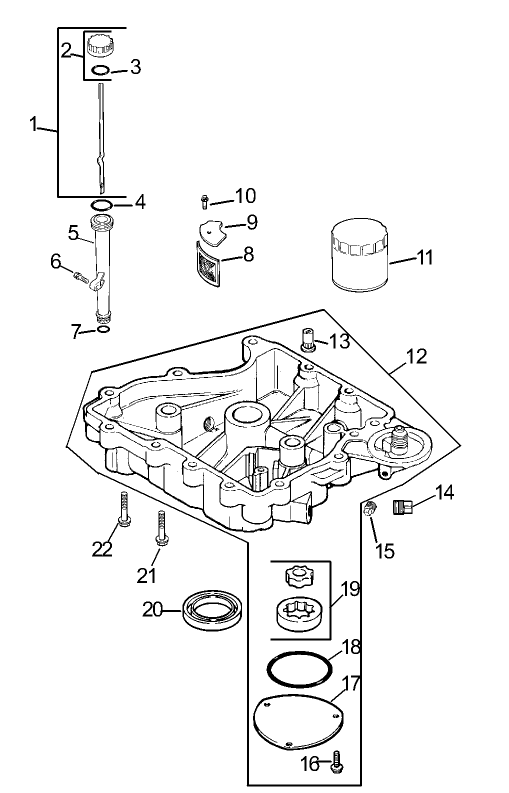 Oil Pan and Lubrication Assembly Kohler CV15S 41620