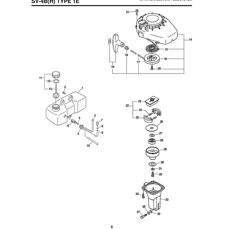 Sv-4Bh Type 1E Starter, Clutch, Fuel System