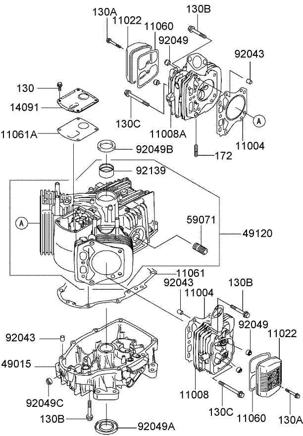 Cylinder Crankcase Assembly Kawasaki FH381V AS27