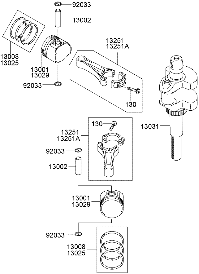 Piston Crankshaft Assembly Kawasaki FH381V AS27