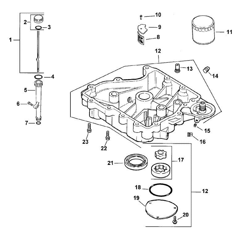 Oil Pan and Lubrication Assembly Kohler Model CV15T 41604