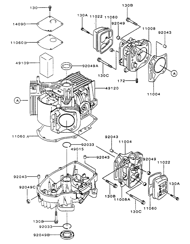 Cylinder Crankcase Assembly Continued Kawasaki FH500V AS29