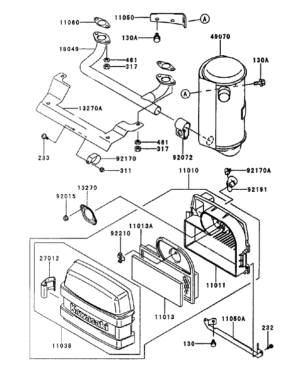 Air Filter Muffler Assembly Kawasaki FH500V AS29