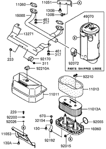 Air Filter and Muffler Assembly Kawasaki FH430V-BS28 R