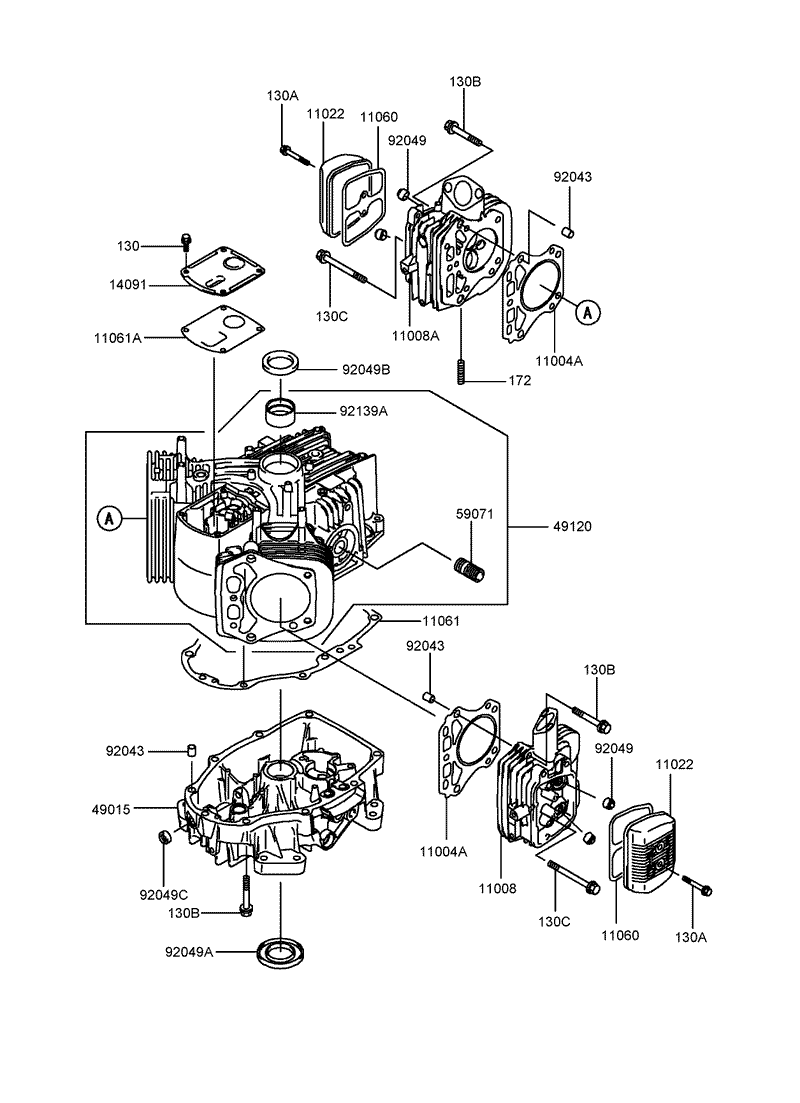 Cylinder and Crankcase Assembly Kawasaki FH430V BS28 R