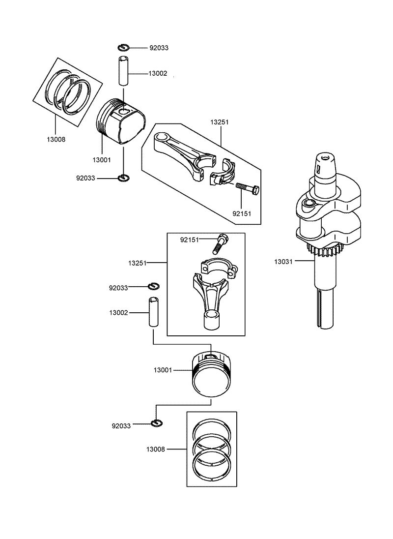 Piston and Crankshaft Assembly Kawasaki FH541V BS30 R