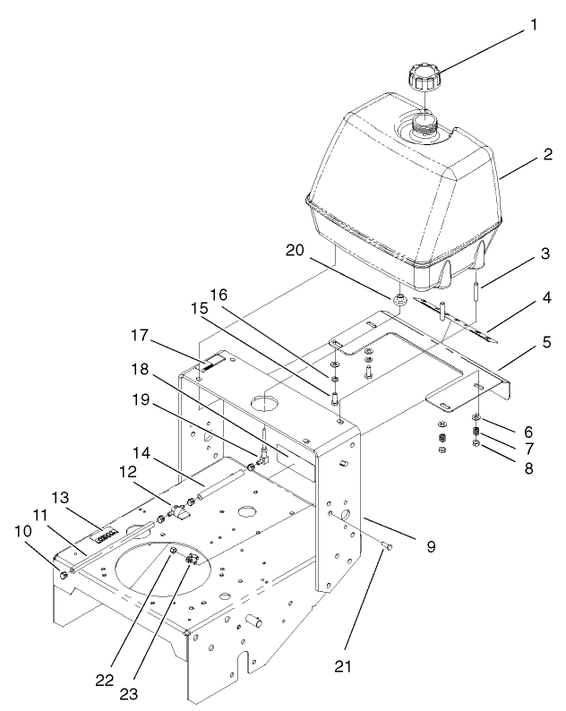 Frame Fuel Tank And Shift Plate Assembly
