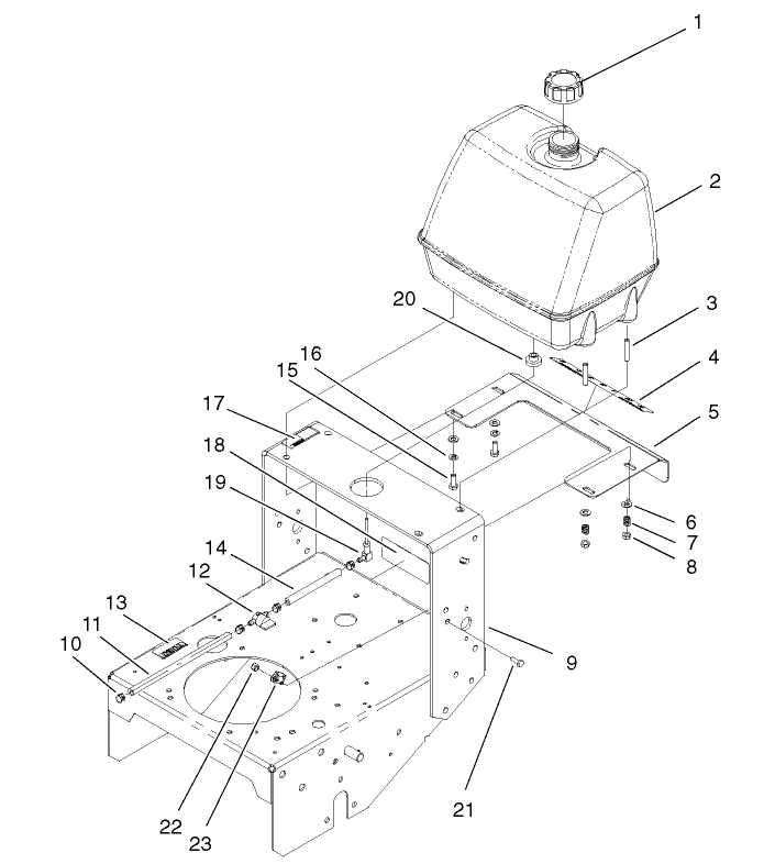 Frame Fuel Tank And Shift Plate Assembly