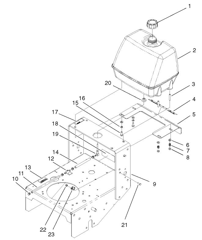 Frame Fuel Tank And Shift Plate Assembly