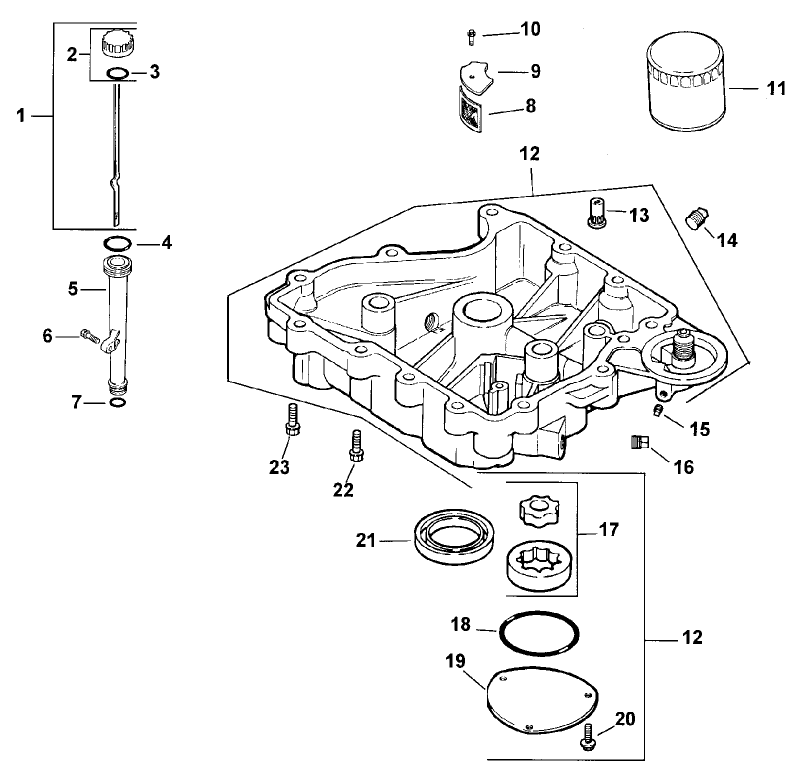 Oil Pan And Lubrication Assembly Kohler Model Cv15t 41604