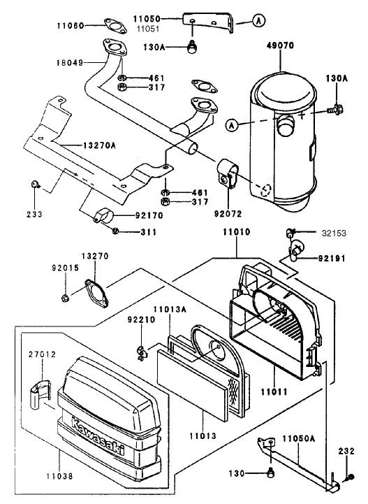 Air Filtermuffler Assembly Kawasaki Fh451v As08