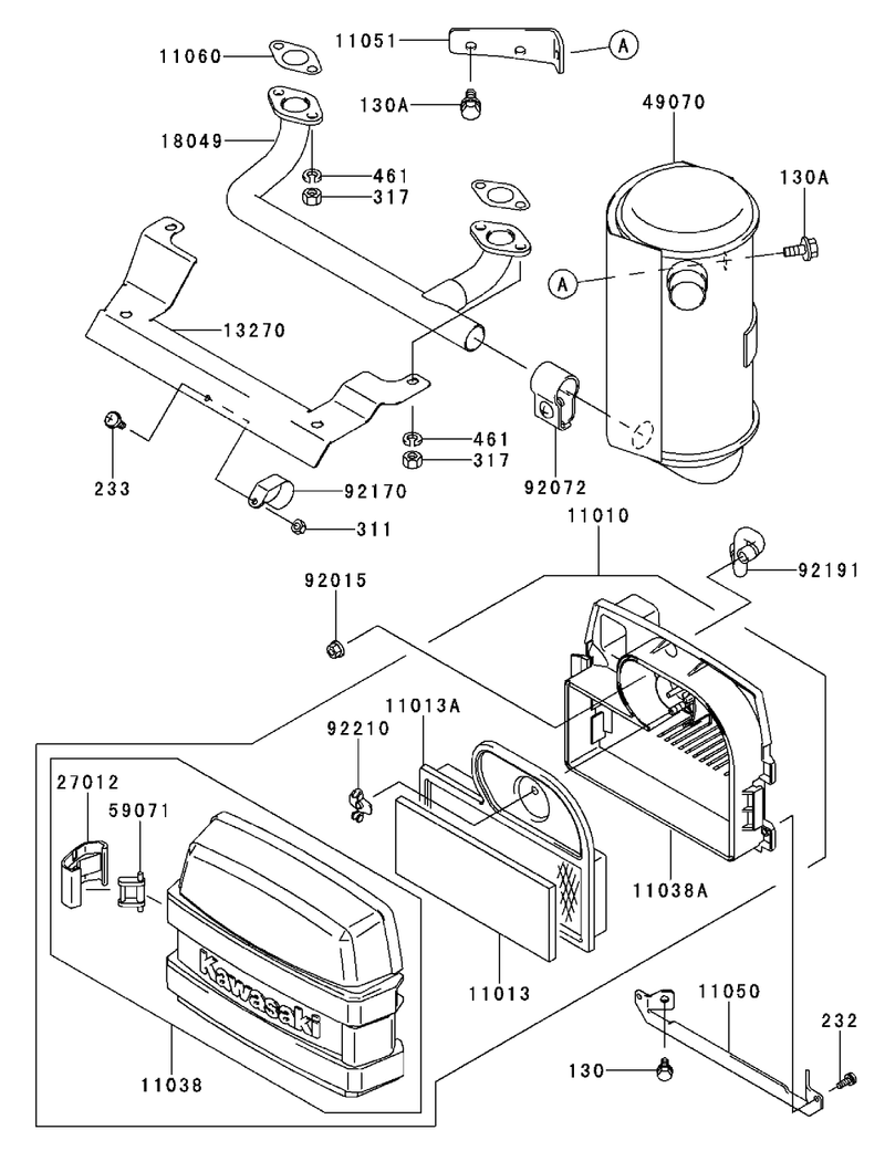 Air Filtermuffler Kawasaki Fh500v As30