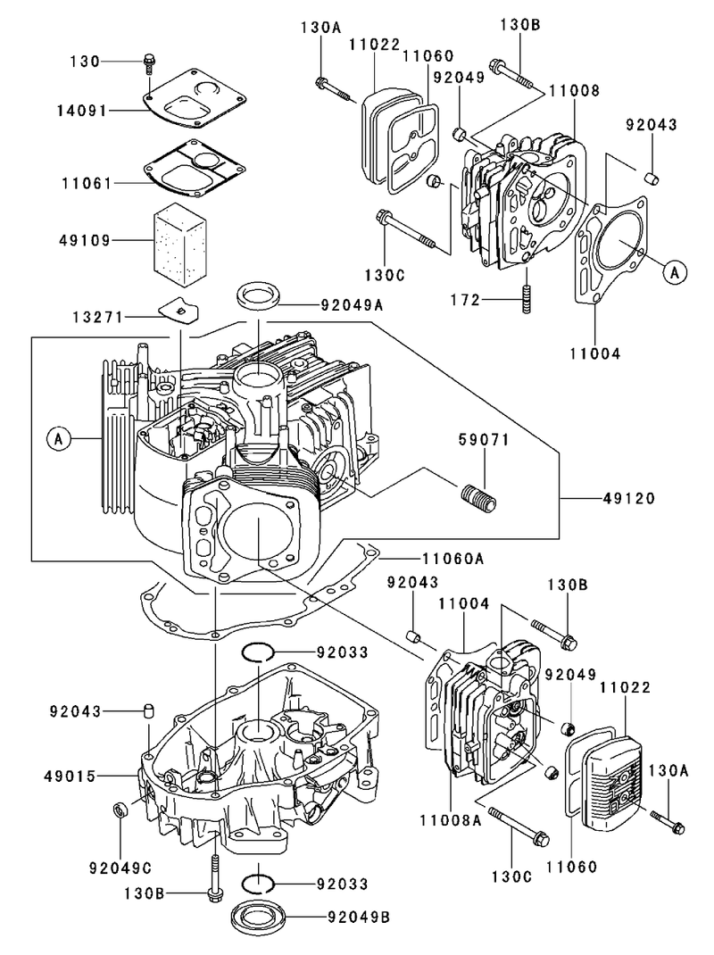 Cylindercrankcase Kawasaki Fh500v As30