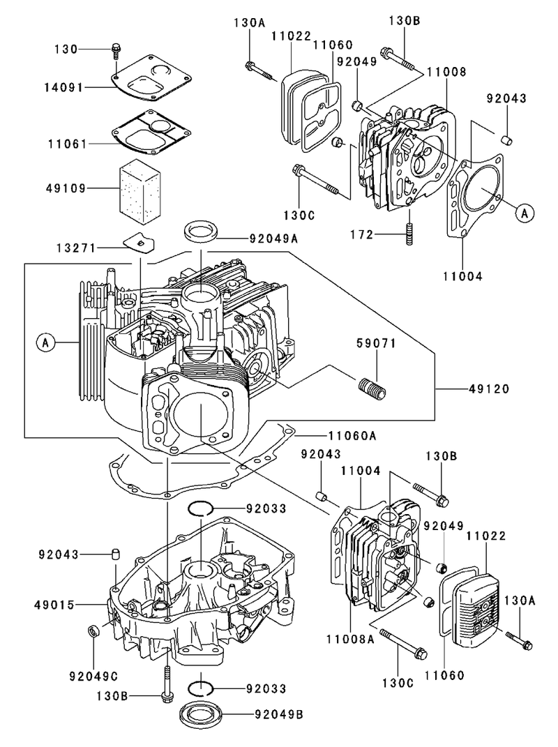 Cylindercrankcase Kawasaki Fh500v As30