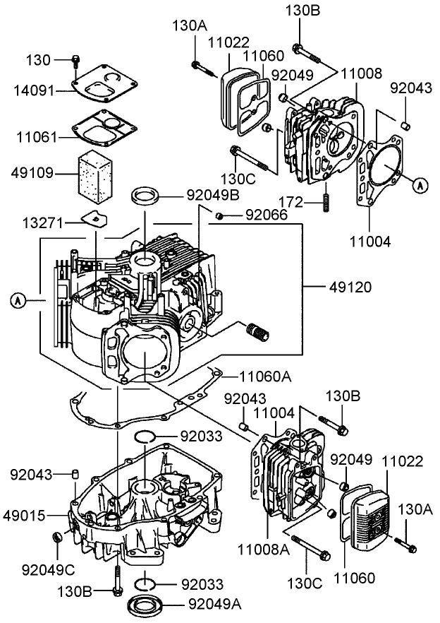 CylinderCrankcase Assembly Kawasaki FH541V AS30