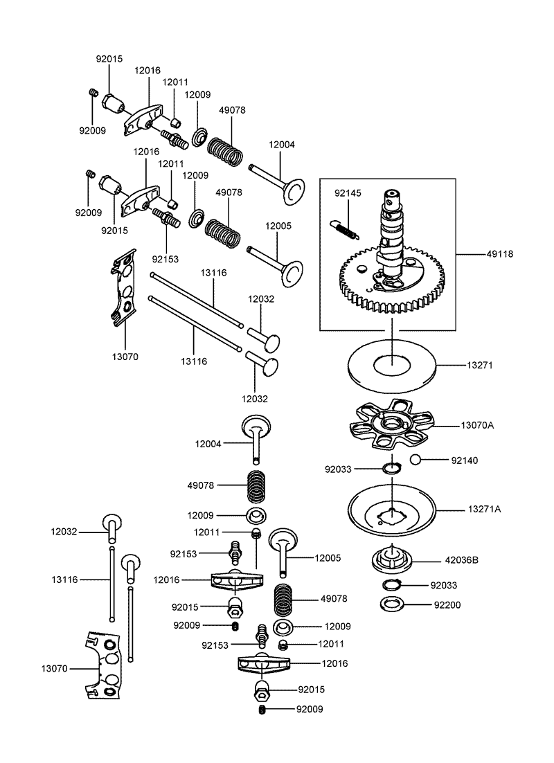 Valve and Camshaft Assembly Kawasaki FH541V BS30 R