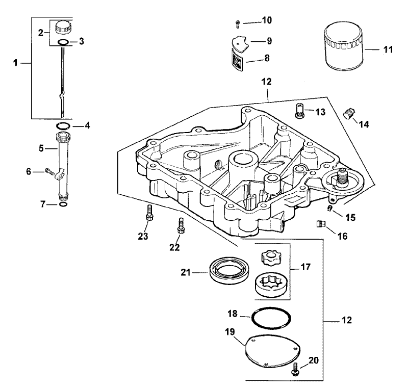 Oil Pan and Lubrication Assembly Kohler Model CV15T 41604