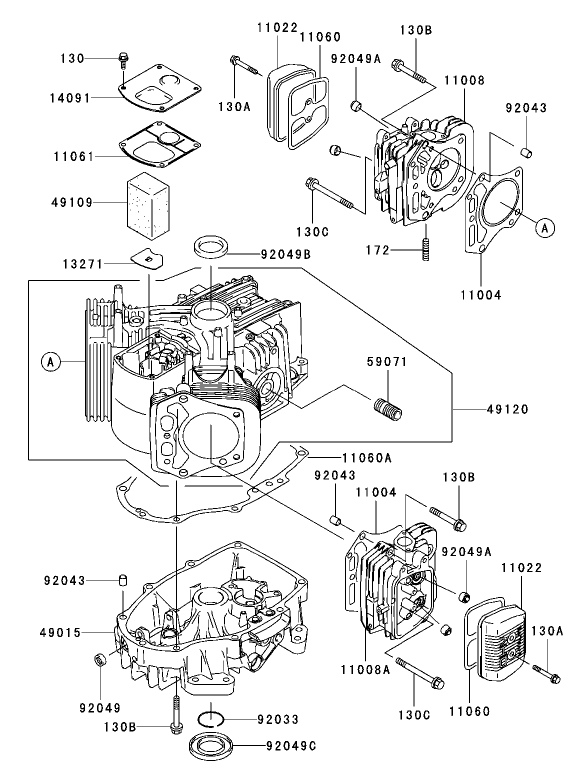 CylinderCrankcase Assembly Kawasaki FH451V AS11