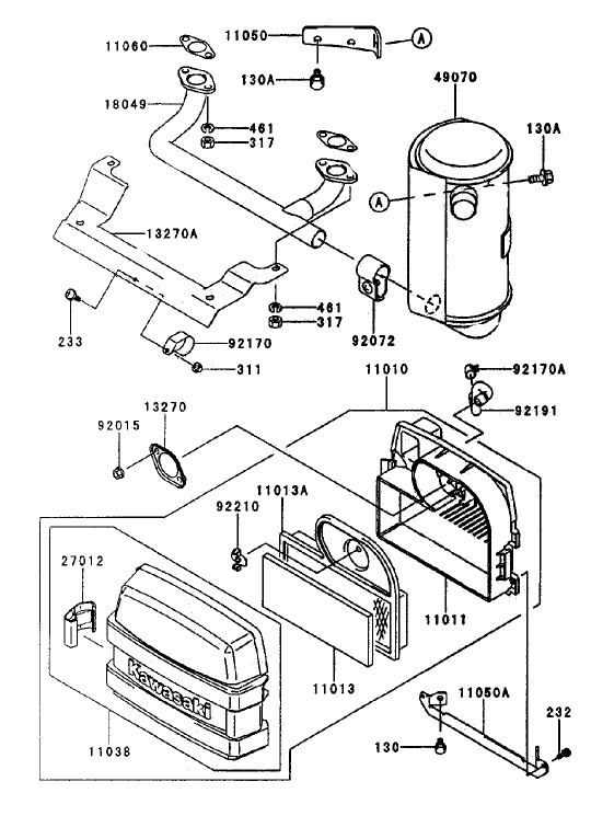 Air FilterMuffler Assembly Kawasaki FH500V AS29