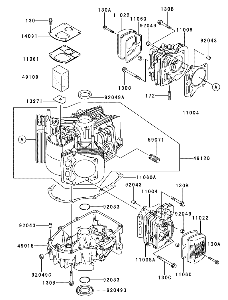 CylinderCrankcase Assembly Kawasaki FH500V AS30