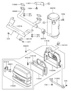 Air FilterMuffler Assembly Kawasaki FH500V-AS30