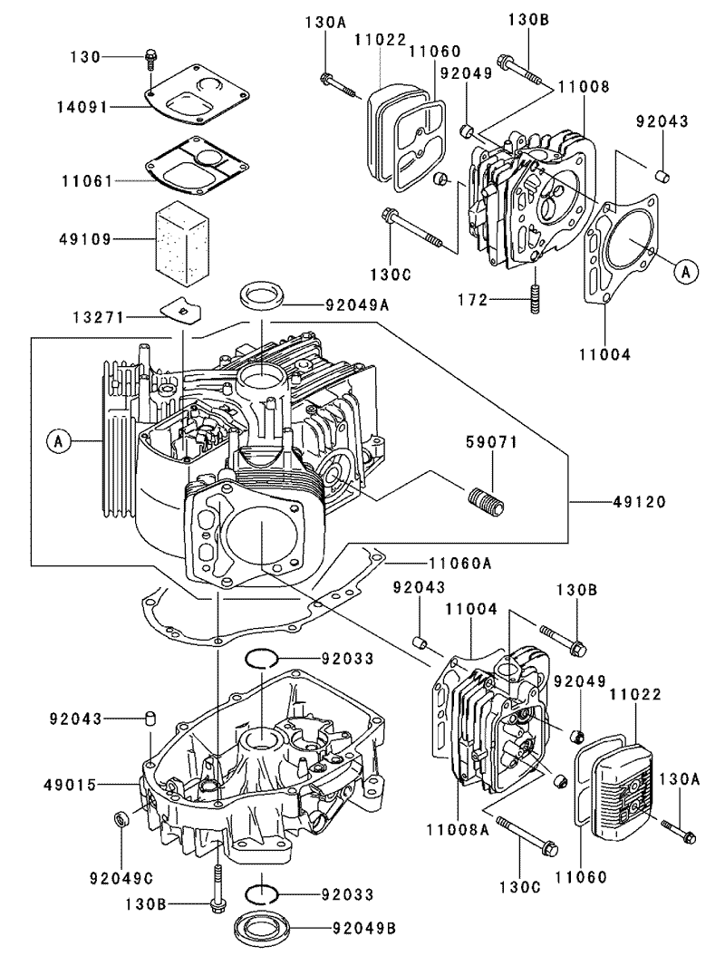 CylinderCrankcase Assembly Kawasaki FH500V AS30