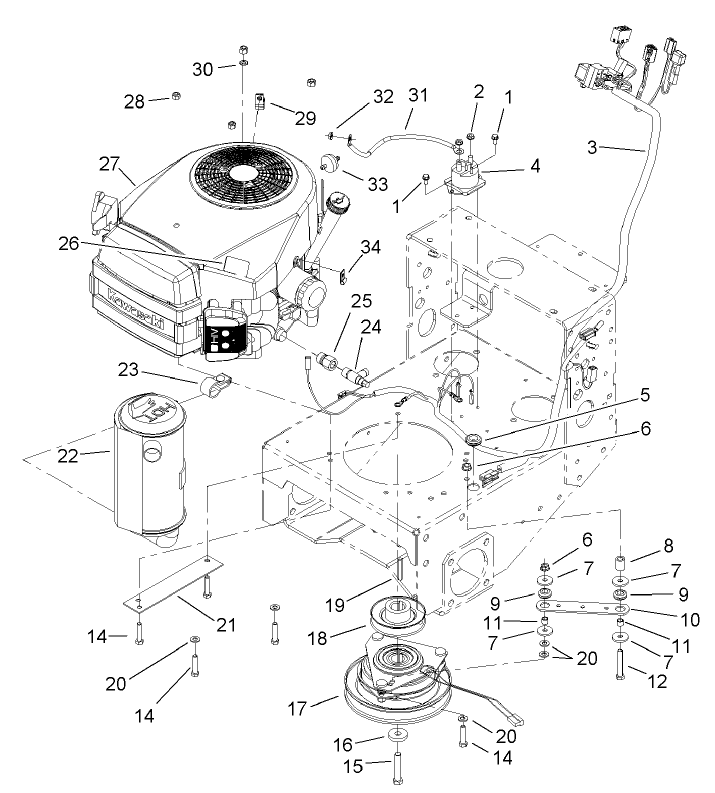 Engine Clutch Strap and Wire Assembly