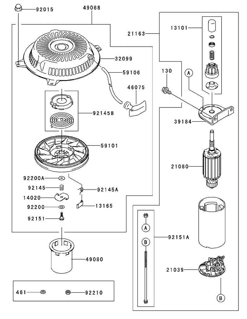 Starter Assembly Kawasaki FH500V AS30