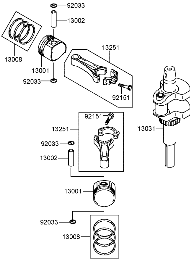 PistonCrankshaft Assembly Kawasaki FH541V AS30