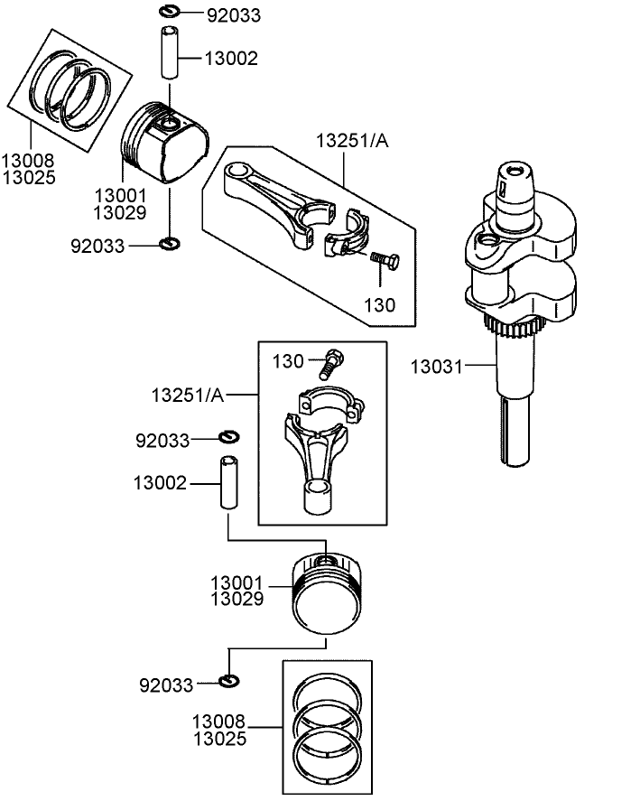 Piston and Crankshaft Assembly Kawasaki FH430V AS28