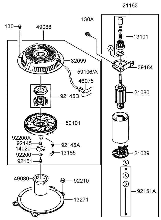 Starter Assembly Kawasaki FH541V AS27