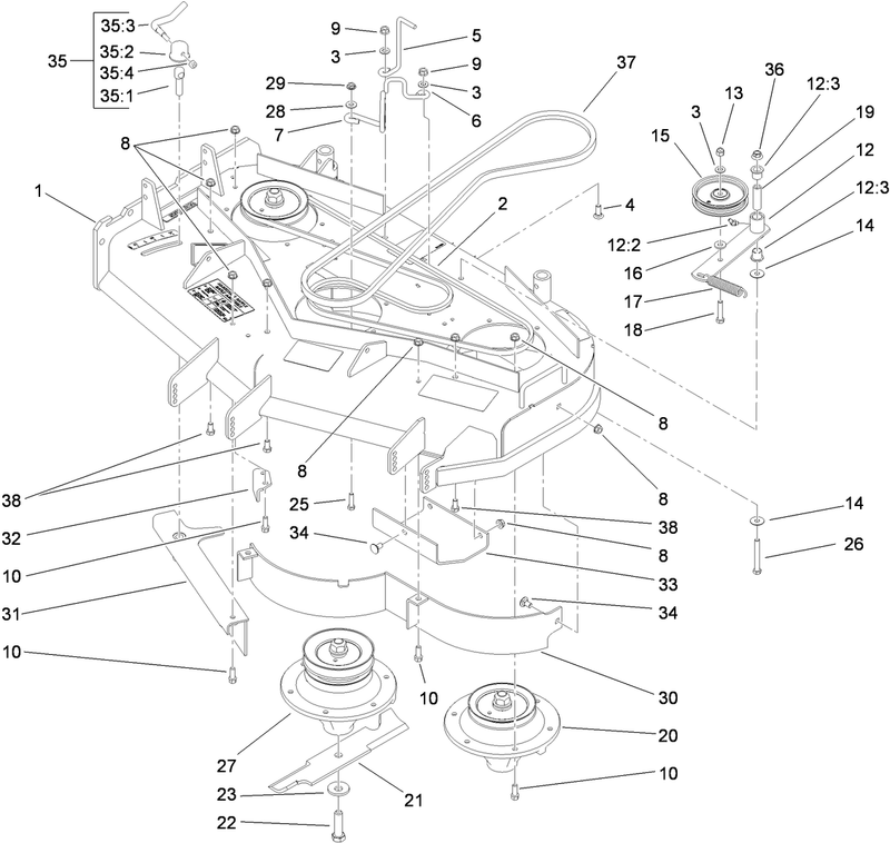Deck Drive and Baffle Assembly