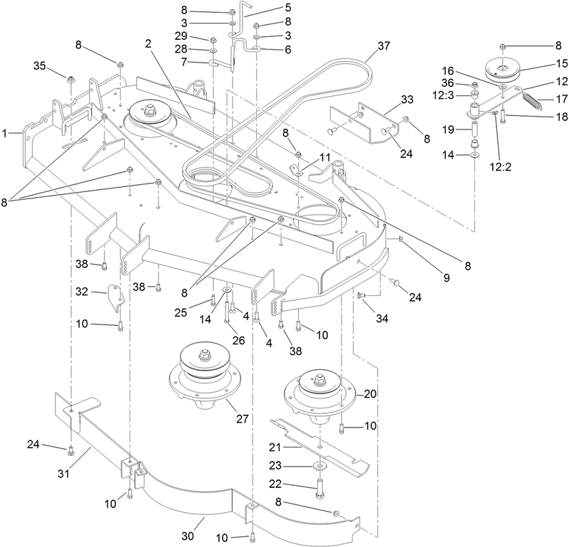 Deck Drive and Baffle Assembly