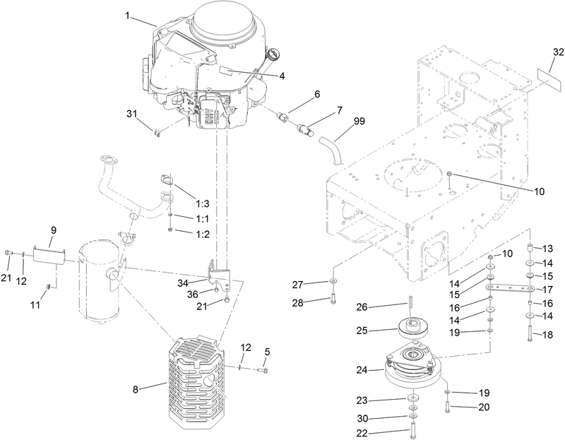Engine and Clutch Assembly
