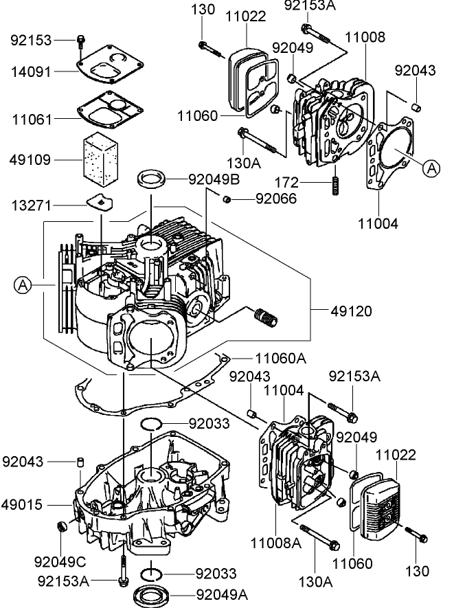 Cylinder and Crankcase Assembly Kawasaki FH541V CS24
