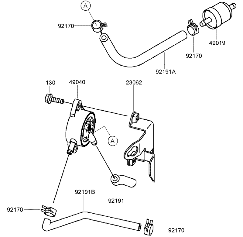 Fuel Tank and Valve Assembly Kawasaki FH541V BS24