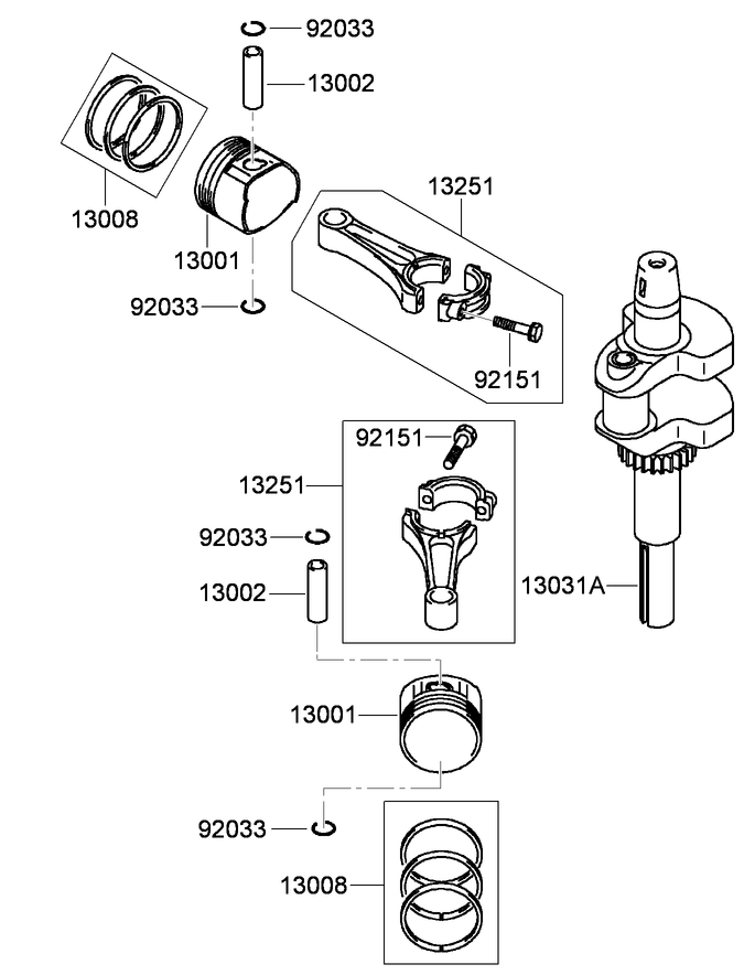 Piston and Crankshaft Assembly Kawasaki FH541V ES24