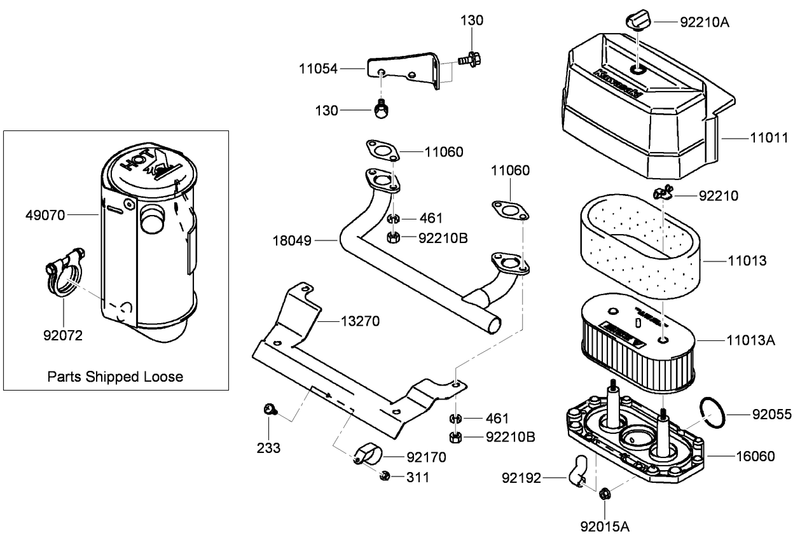 Air Filter and Muffler Assembly Kawasaki FH541V ES24