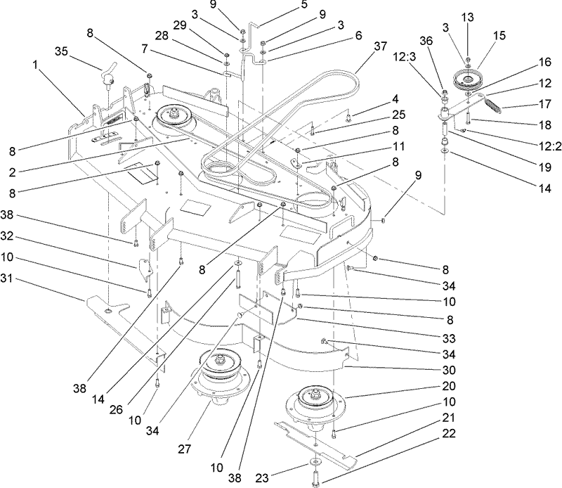 Deck Drive and Baffle Assembly