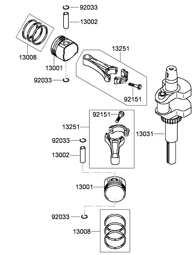 Piston and Crankshaft Assembly Kawasaki FH580V FS28