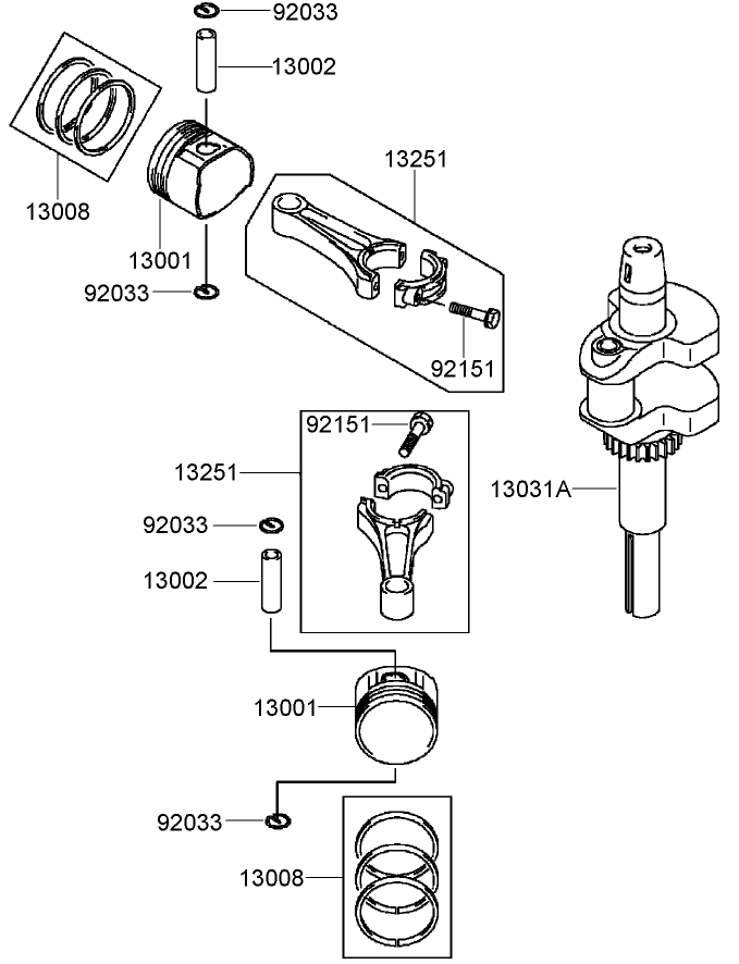 Piston and Crankshaft Assembly Kawasaki FH580V DS28
