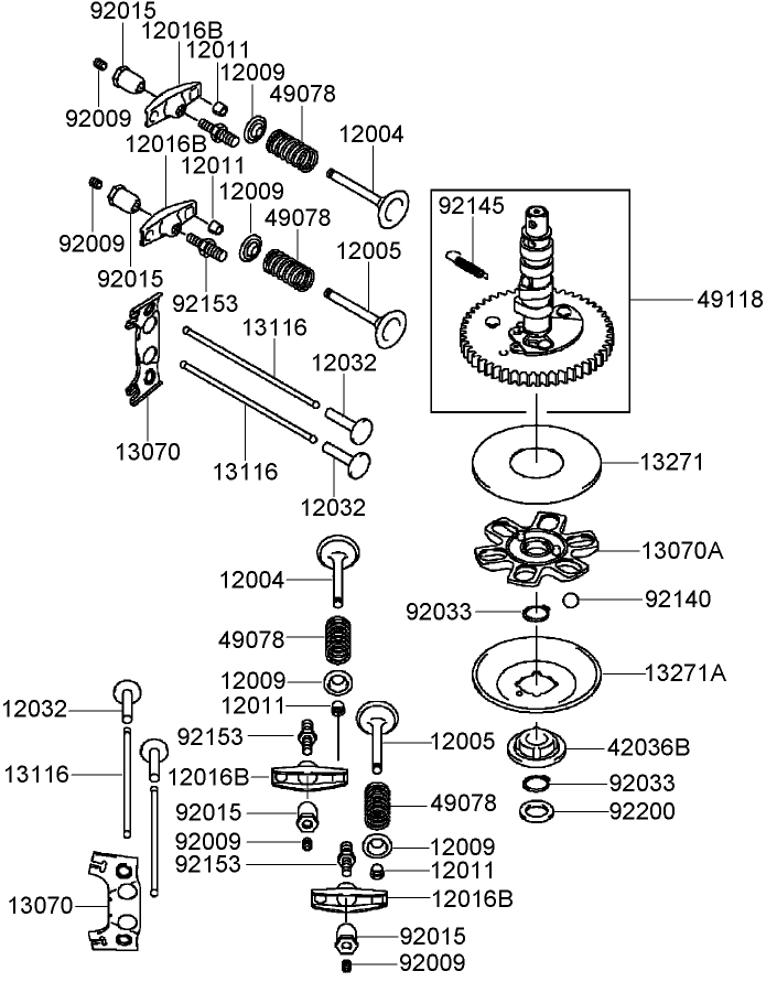 Valve and Camshaft Assembly Kawasaki FH580V DS28