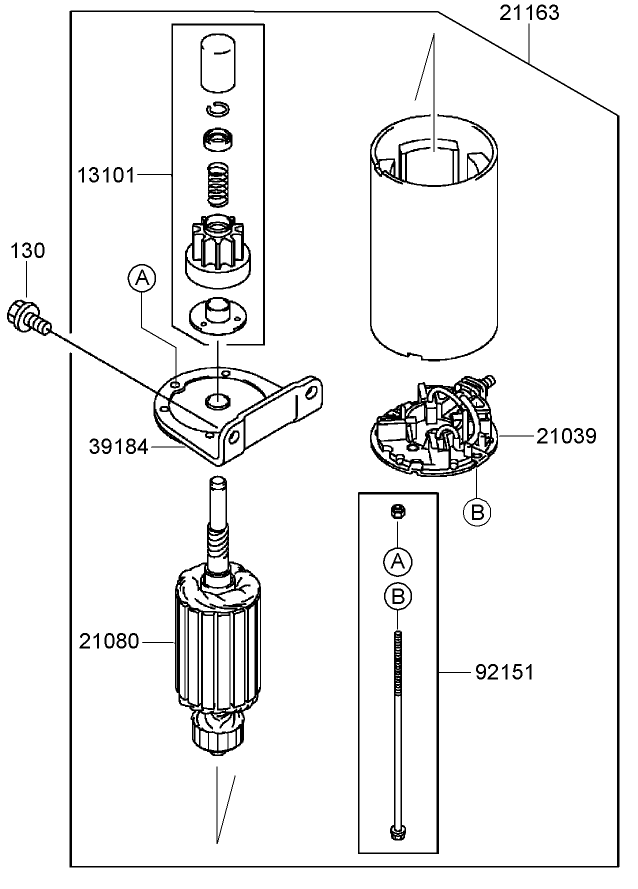 Starter Assembly Kawasaki FH580V DS28