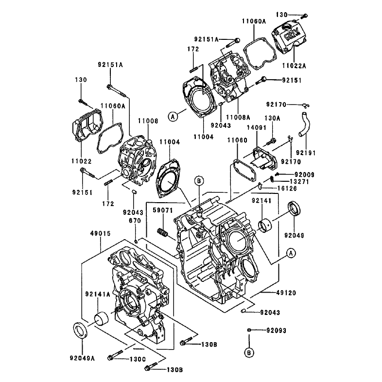 CylinderCrankcase Assembly Kawasaki FD750D-AS03
