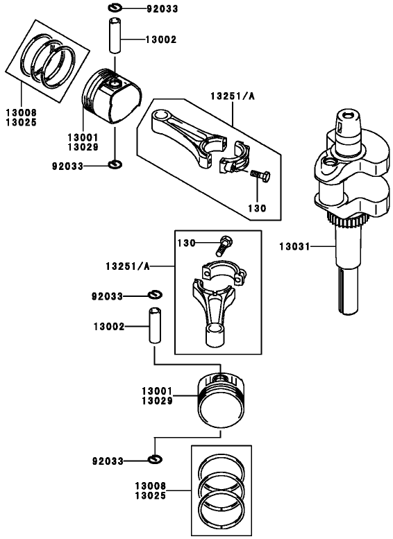 Piston and Crankshaft Assembly Kawasaki FH381V AS25