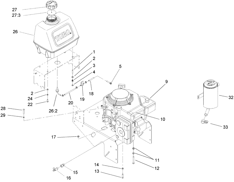 Engine and Fuel System Assembly