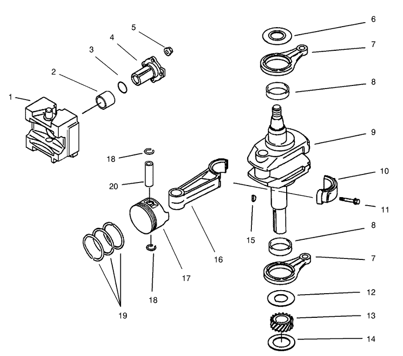 PistonCrankshaft Crankcase Assembly Kawasaki FB460V MS14